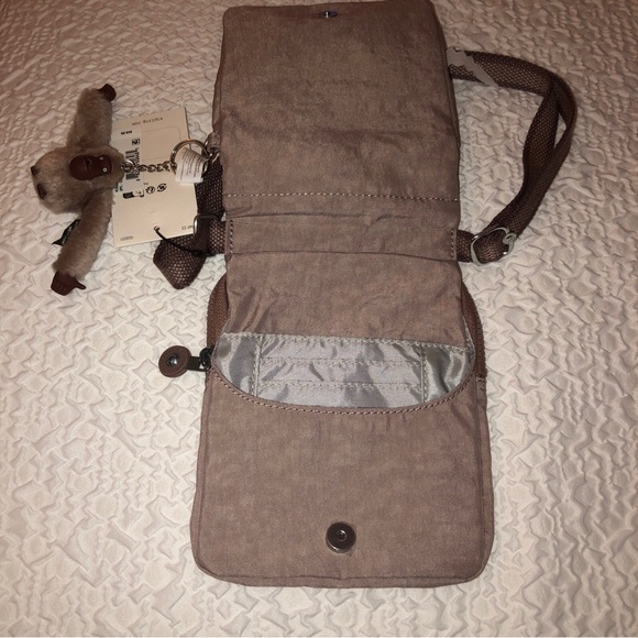 Kipling NWELDORADO Dusty Taupe Nylon Crossbody With Monkey Key Chain NWT - Picture 9 of 16